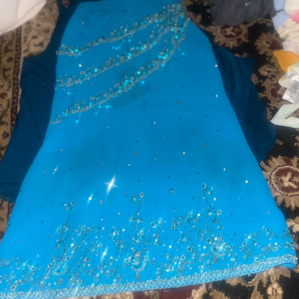 Embellished Turquoise Evening Dress